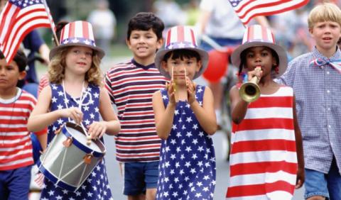 Summer Holidays Kid's Celebrating in Patriotic Nashville