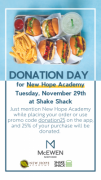 Donation Day Benefiting New Hope Academy at McEwen Northside Shake Shack